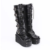 Black Cross Adornment High Platform Lolita Boots